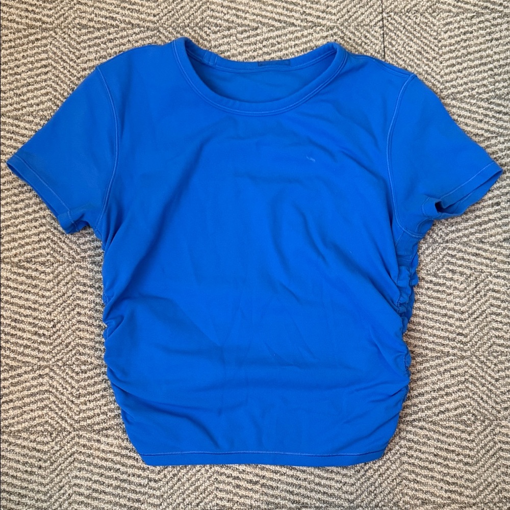 Lululemon pool side blue buttery, soft tea with cinched sides